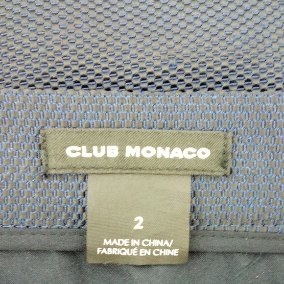 Club Monaco Double Gold Zipper Pencil Bodycon Black Blue Skirt Wool Blend 2 - Picture 2 of 8